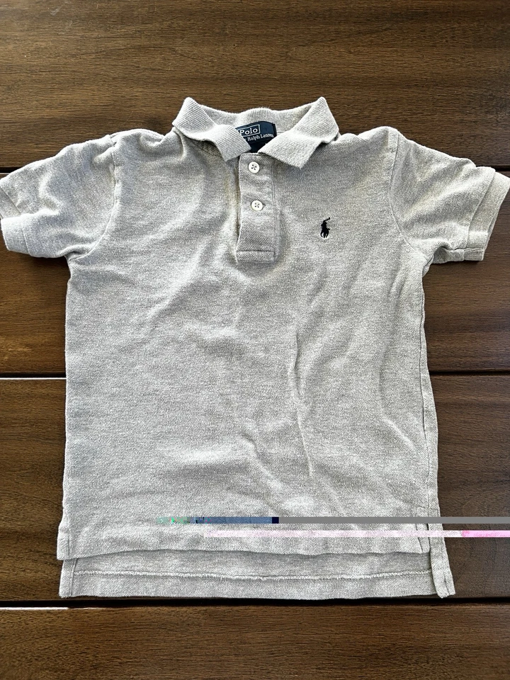 Lot Of 2 Boys Polo Ralph Lauren Shirts Size 6 Short Sleeve Green & Grey - Image 3 of 4