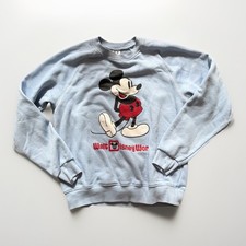 Vintage Mickey Mouse Sweatshirt Small Light Blue 60S 70S Disney Sweater