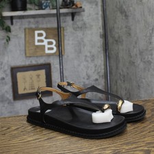 dV Dolce Vita Womens Pacey Round Toe Ring Footbed Flat Sandals PACEY Black 9M