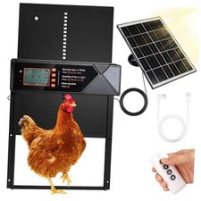 Automatic Chicken Coop Door Solar Powered, 4 Modes Automatic Chicken Door Black