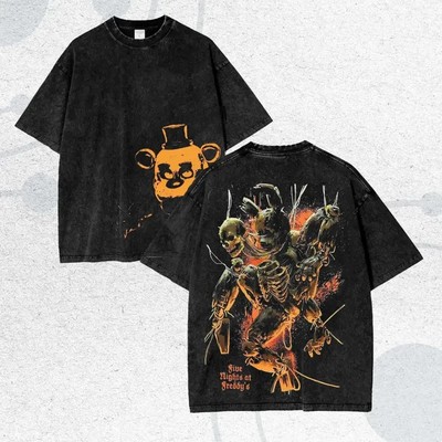 Vintage Five Nights Horror Game Washed Shirt, Retro Game Graphic