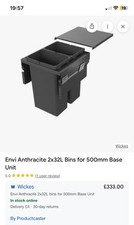 Wickes Envi Anthracite Drawer (above bin drawer storage) for 600mm Base Unit
