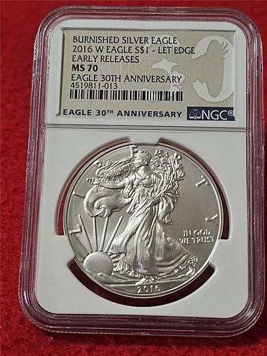 2016-W Silver Eagle Dollar ASE NGC MS 70 BURNISHED 30th ANNIVERSARY FDI  #T1274