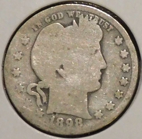 Silver Quarter - Barber - 1898-O (Ex-tape obverse.  Reverse is more worn.)