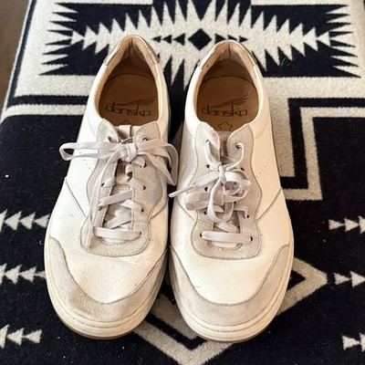 Dansko Josey White Rose Gold Leather Sneakers Shoes Women's Size 9.5 EU 40