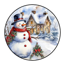 30 SNOWMAN STICKERS ENVELOPE SEALS LABELS TAGS 1.5" ROUND WINTER CHRISTMAS FAVOR