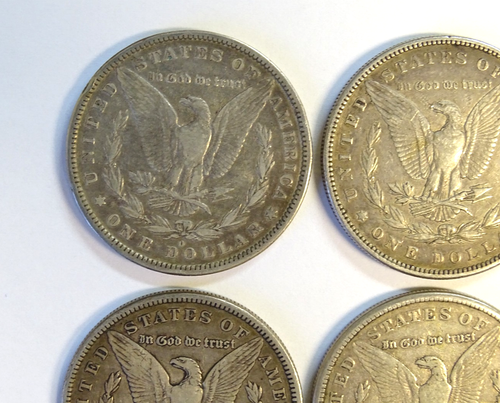 Lot of 4 Morgan Silver Dollar Coins (various dates & mint marks) / FedEx FS - Picture 9 of 13