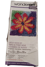 Wonderart Latch Hook Kit Shaggy Bright Colors Flower Power Retro WW124817 12x12"