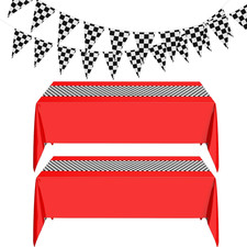 4 Pcs Racing Car Party Decorations 2 Racing Car Birthday Tablecloths 2 Black and