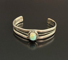 VTG Native American Sterling Silver .925 Turquoise Kids/Childs Cuff Bracelet