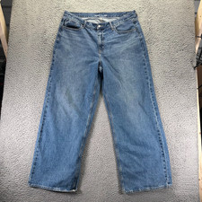Old Navy Wow Jeans Women's 16T Blue Cotton Denim Wide Leg Faded Baggy Workwear