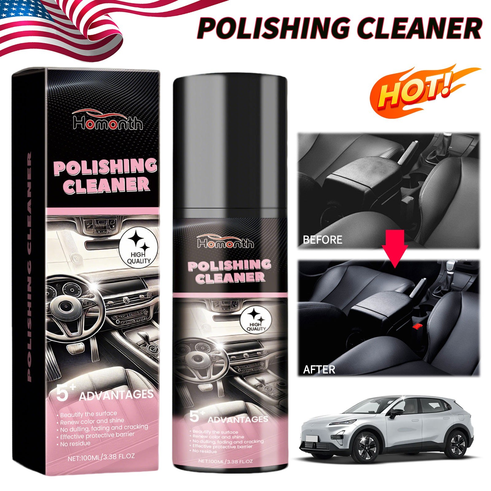 Car Interior Cleaner, Vehicle Interior Polish Restorer, Interior Detailer Spray