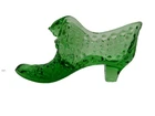 Fenton Glass Emeral Green Hobnail Cat Head 5 1/2" Boot Shoe Slipper Figurine USA