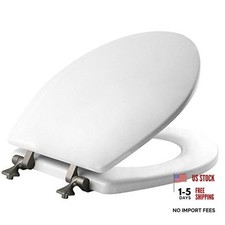 844BN 000 Toilet Seat with Brushed Nickel Hinges will Never Come Loose, ROUND
