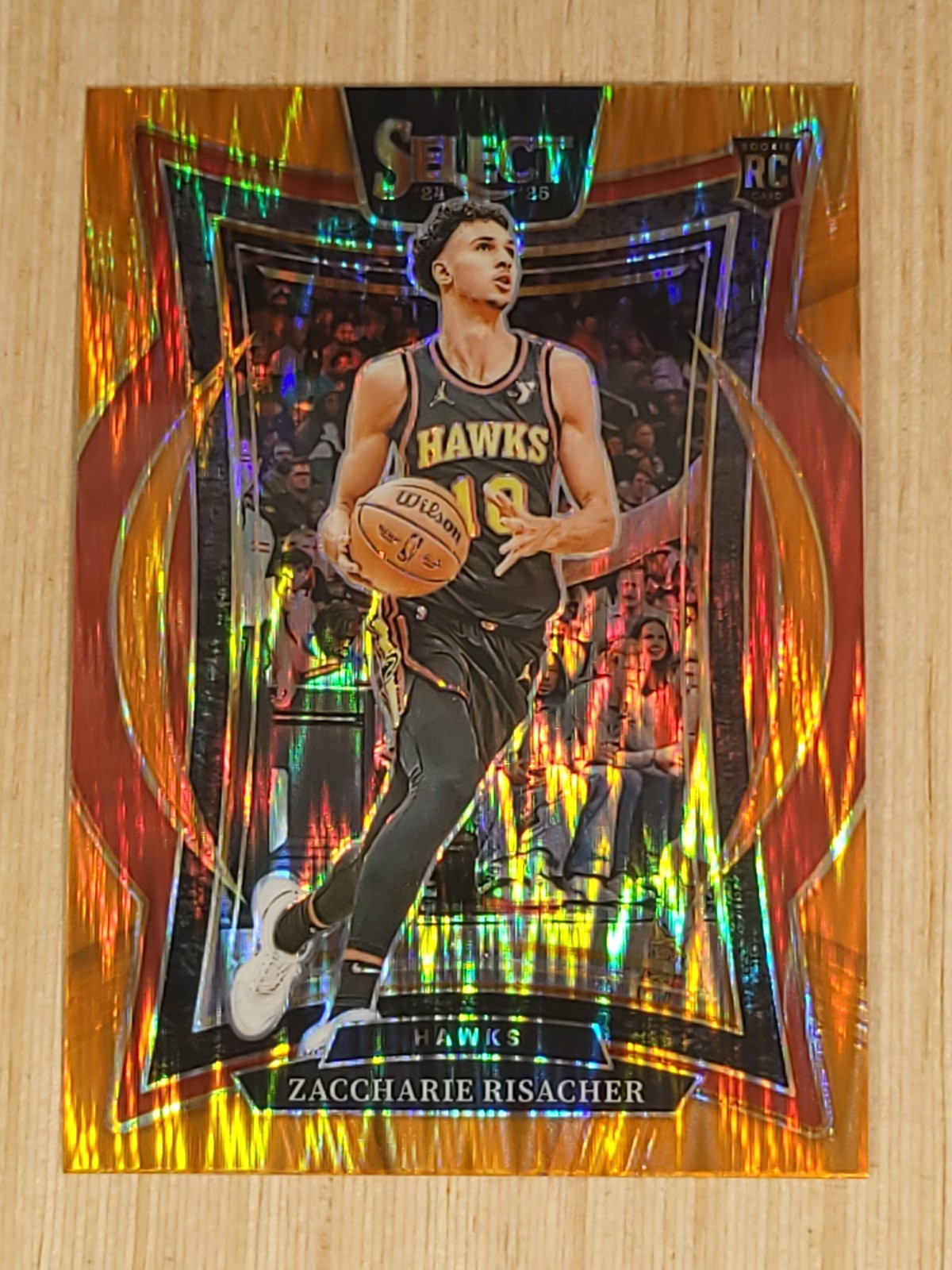 2024-25 Panini Select - Concourse Zaccharie Risacher #86 Orange Flash Prizm (RC)