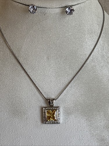 Park Lane Kanarienvogel Diamant Anhänger Halskette Citrin CZ silberfarben & Bonus Ohrringe - Bild 24 von 24