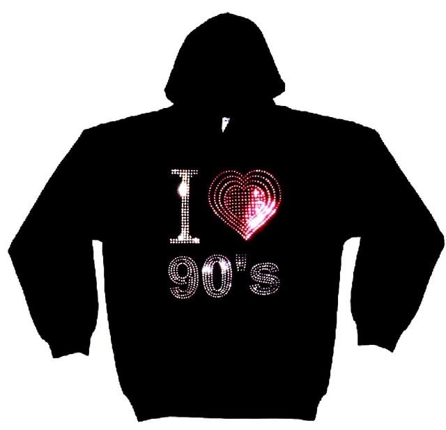 I LOVE NINETIES 90s HEAVYWEIGHT RHINESTUD HOODY HOODIES (any size) | eBay
