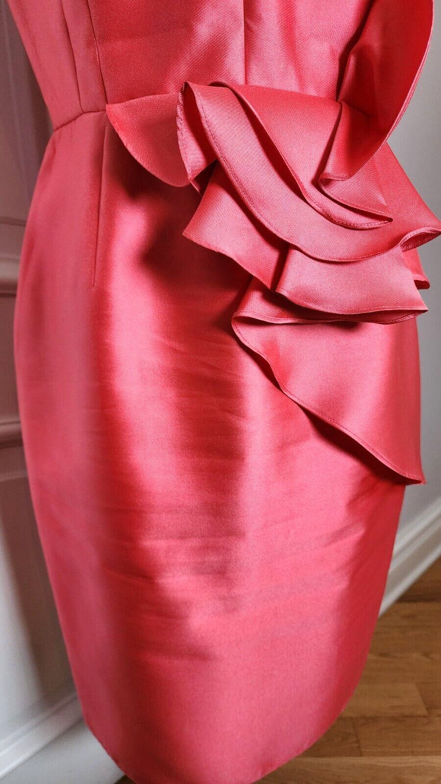 Carmen Marc Valvo Solid Orange Ruffled Dress Gown… - image 3