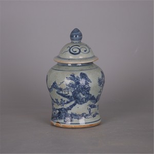 Chinese Ming Dynasty Blue&white Porcelain Landscape Pot