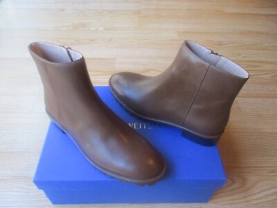 $575 Stuart Weitzman Maelie Leather Booties Ankle Boots Coffee Brown sz 8 B NIB