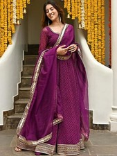 Presenting New Georgette Lehenga Choli With Purple Dupatta For Ethnic Wear