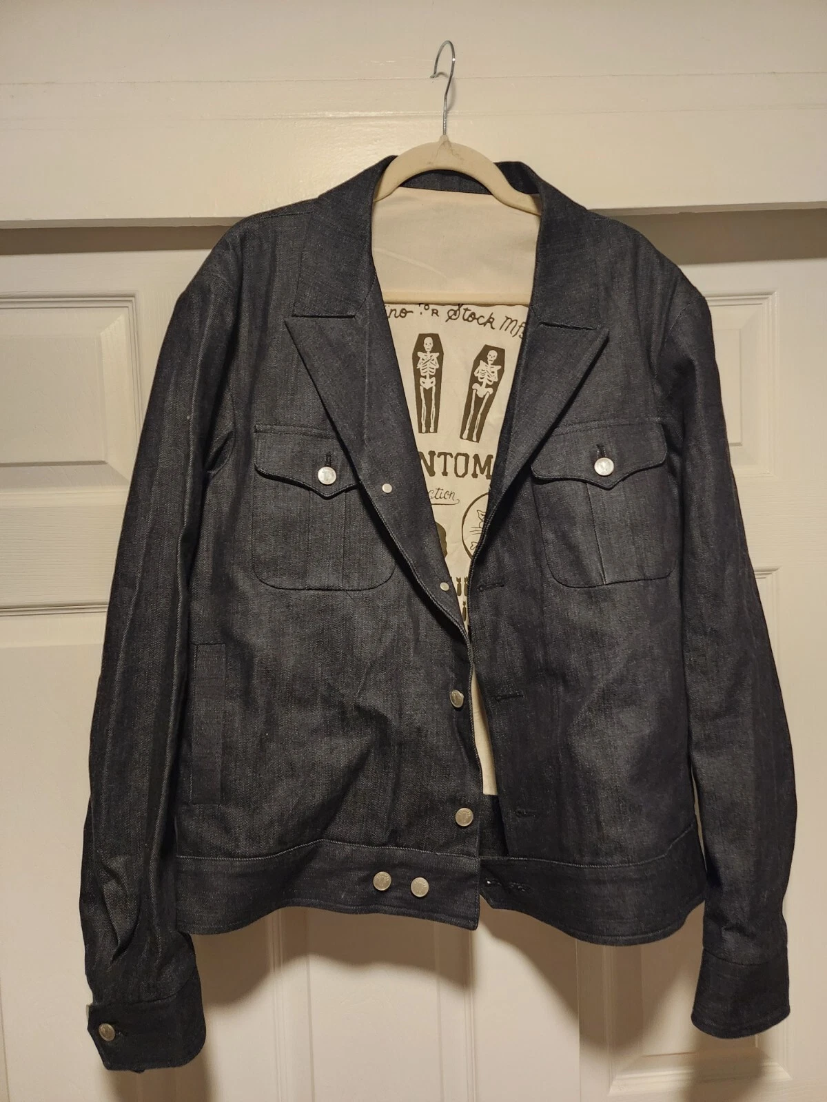 Stock Mfg X J Contino Thick Raw Denim Jacket Size Mens L Chicago NWOT