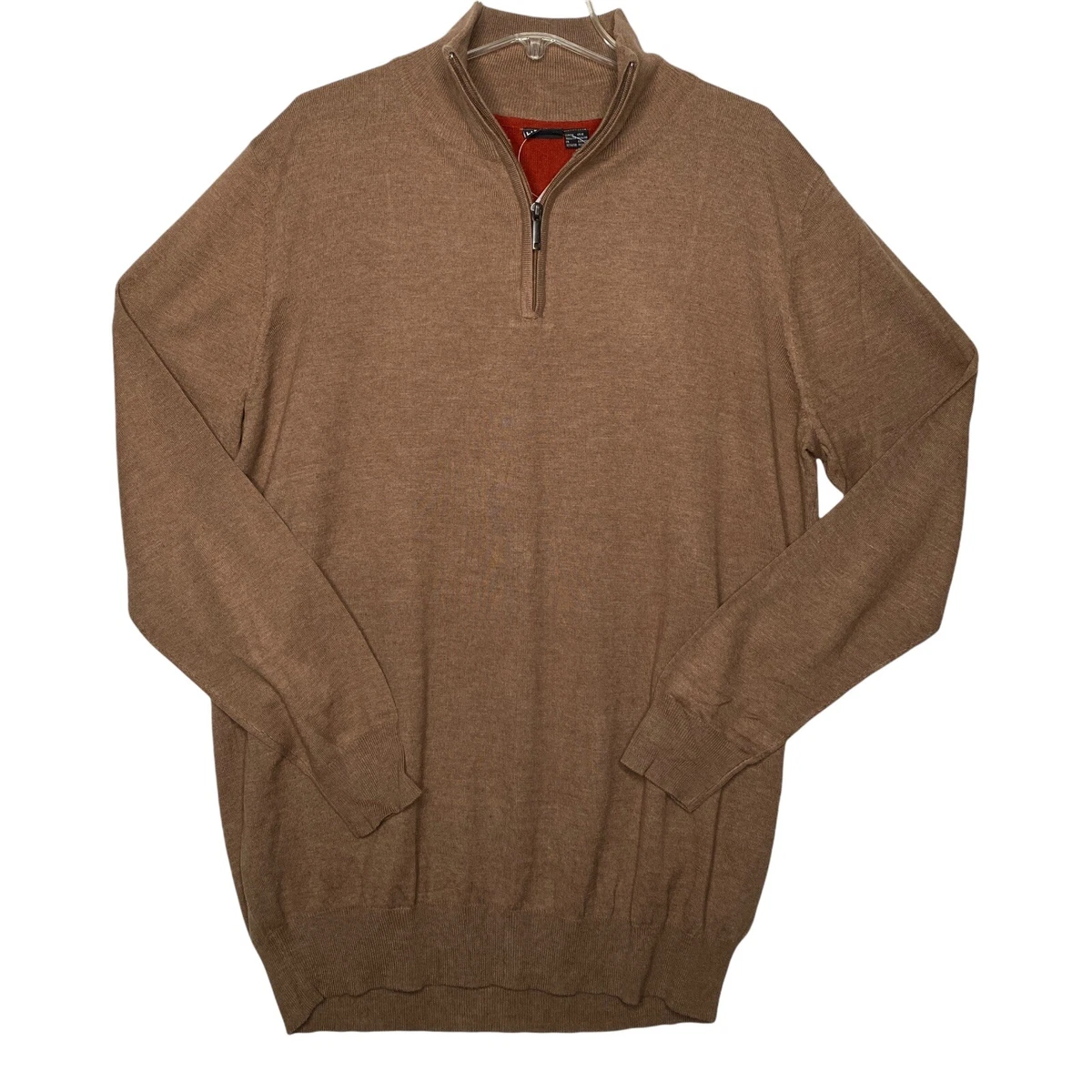 Livergy Sweater Mens Extra Large Brown 1/4 Zip Lightweight Rib Knit Pullover  XL | eBay | 