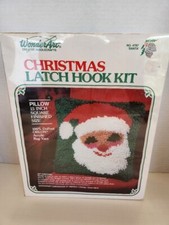 Wonder Art Christmas Latch Hook Kit 15" Pillow Santa Face