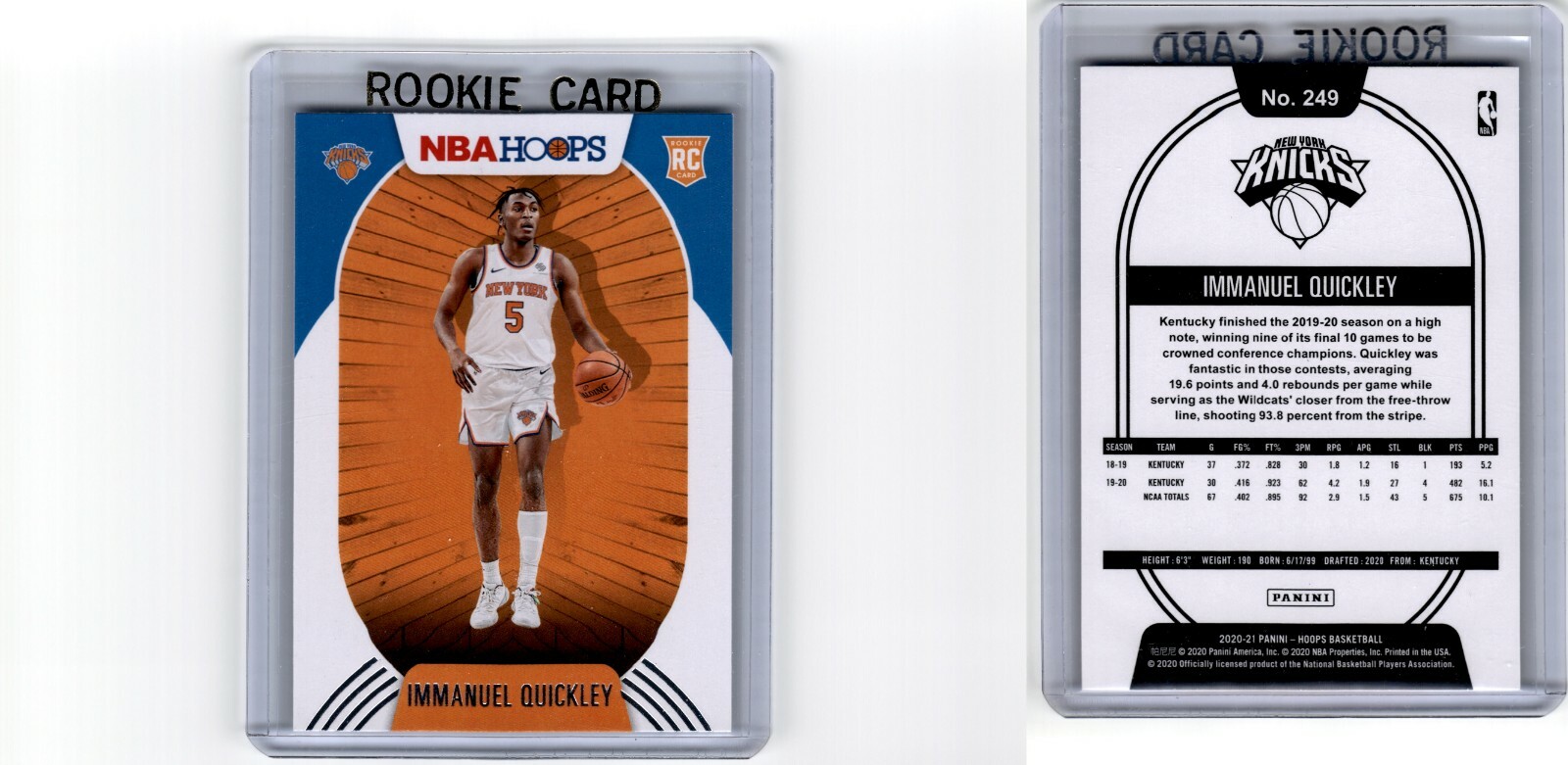 2020-21 Panini NBA Hoops IMMANUEL QUICKLEY #249 Rookie RC Knicks