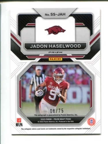 Jadon Haselwood /75 2023 Panini Prizm Draft Picks Orange Wave Prizm Auto RC - Bild 2 von 2