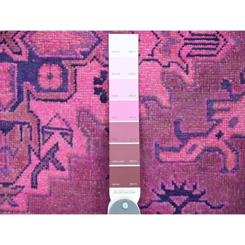 5'7"x7'9" Pink Overdyed Kazak Medallion Design, Hand Knotted Wool Rug R20447 - Picture 3 of 6
