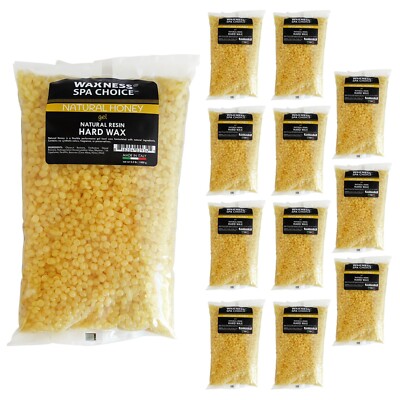 Waxness Spa Choice Natural Honey Gel Hard Wax Beads 2.2 lb- Pack of 12 (26.4 lb)
