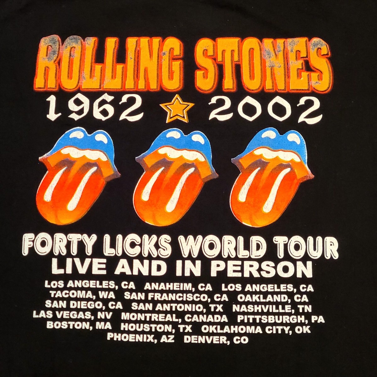 ROLLING STONES FORTY LICKS tシャツ Vintage Rolling Stones 40 Licks Concert T Shirt 2002 XL – Black