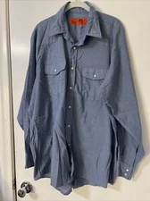 Red Kap Men's Blue Chambray Shirt Sz  XL Pearl Snap down Front Pockets
