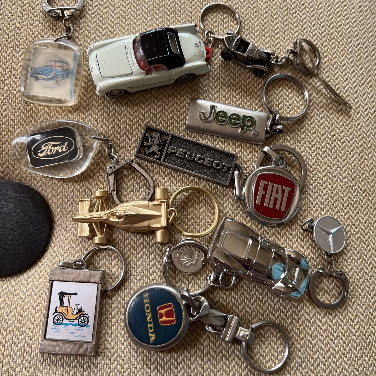 Vintage Keychain Lot Set Automobile Ferrari BMW Mercedes Ford