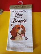 Kitchen Dish Towel, All You Need Is Love and a Beagle, Cotton 18x26