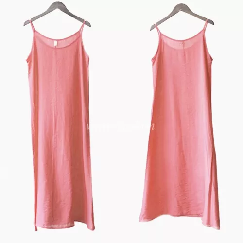 New Women Under Slip Dress Cotton Silk Camisole Full Slip Dress Loose Petticoat - Picture 20 of 33
