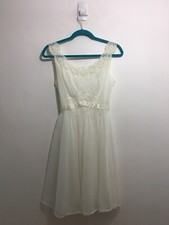 Vintage Vanity Fair Tricot Nylon Double Chiffon Nightgown Lace Ribbon Trim Sz 32