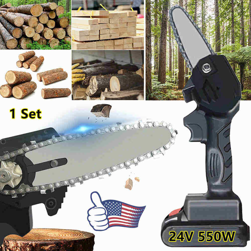 24V 550W Cordless Mini One-Hand Saw Woodworking Electric ChainSaw