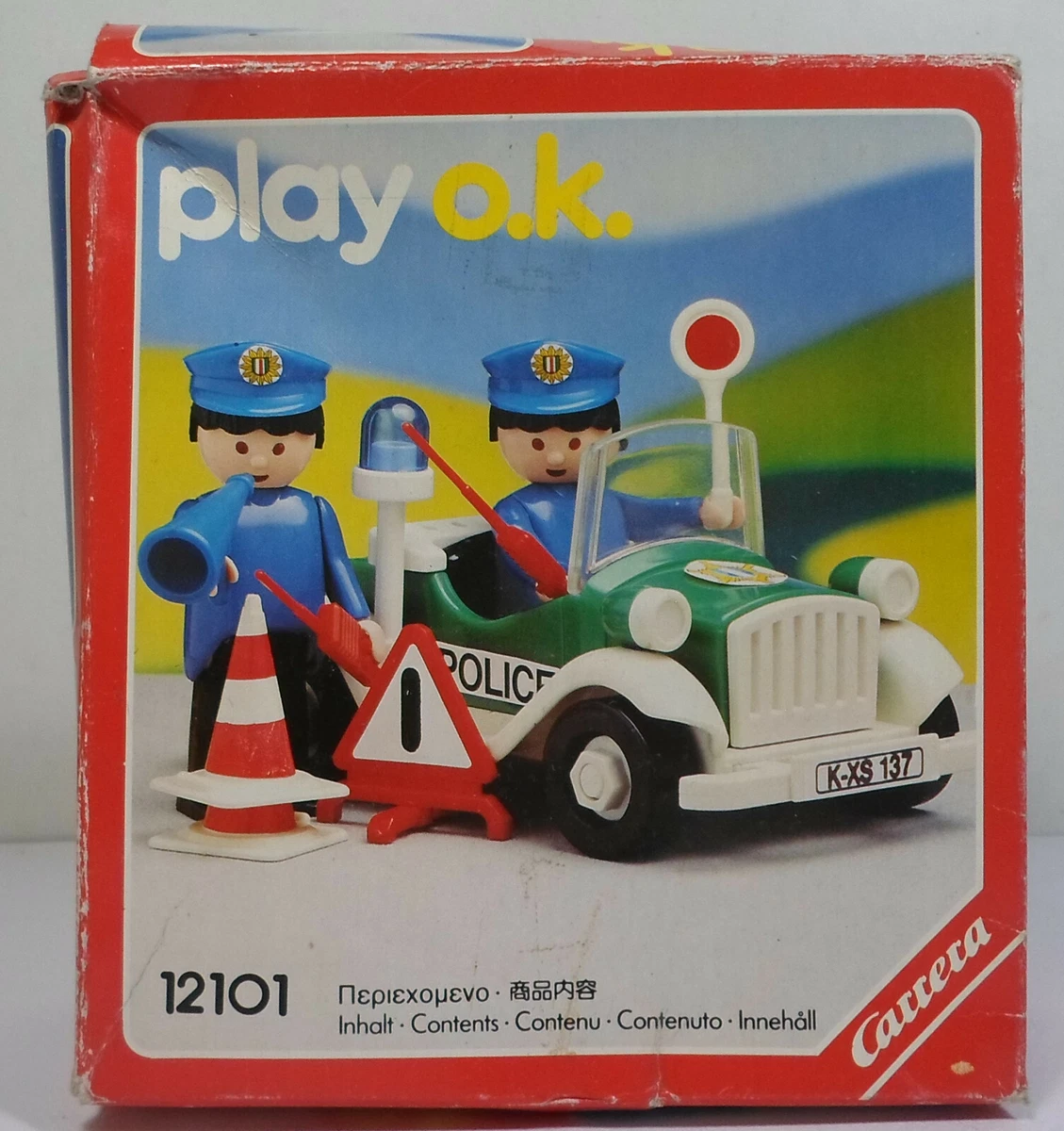 VINTAGE 1990 TOY CARRERA POLICEMEN SET POLICE PATROL CAR PLAY OK 12101 MIB