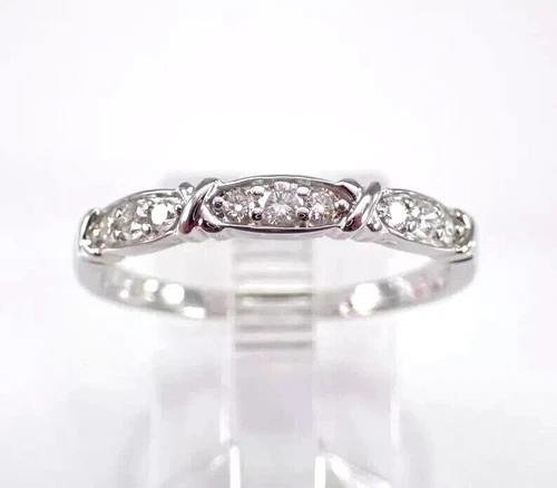 14k White Gold Plated 1Ct Round Cut Real Moissanite Engagement Wedding Ring