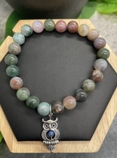 Handmade Beaded Stone Stackable 6.5  Plus Stretch Bracelet New Owl A4773