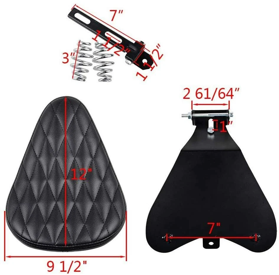 Black Motorcycle Solo Seat 3" Spring Base Saddle For Suzuki Marauder VZ 800 BR9 - Image 2 of 4