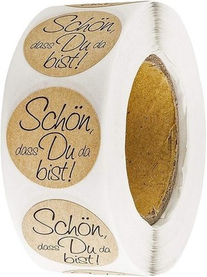 Ideen mit Herz Kraftpapier-Sticker | Schön, dass du da bist | Ø 2,5cm | E