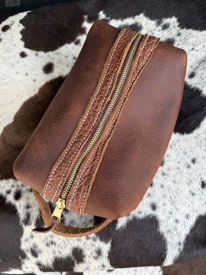 Real Handmade Soft Leather Travel Toiletry Bag
