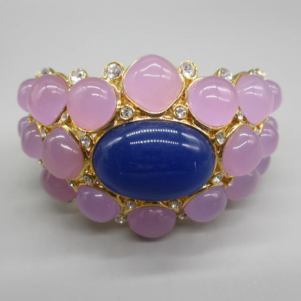 Pulsera Nolan Miller Cabujón Púrpura Estrás Transparente Abrazadera Ancha Foto 3 de 4