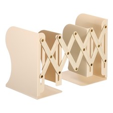 Adjustable Bookend Metal Book End for Heavy Books Extends Up to 17 Inches Beige