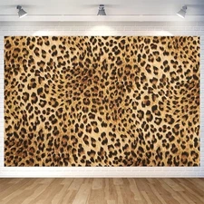 Leopard Print Backdrop Wall Banner Leopard Pattern Photography Background for Ho