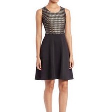 Belle Badgley Mischka Black Sleeveless Fit & Flare Dress Size 2