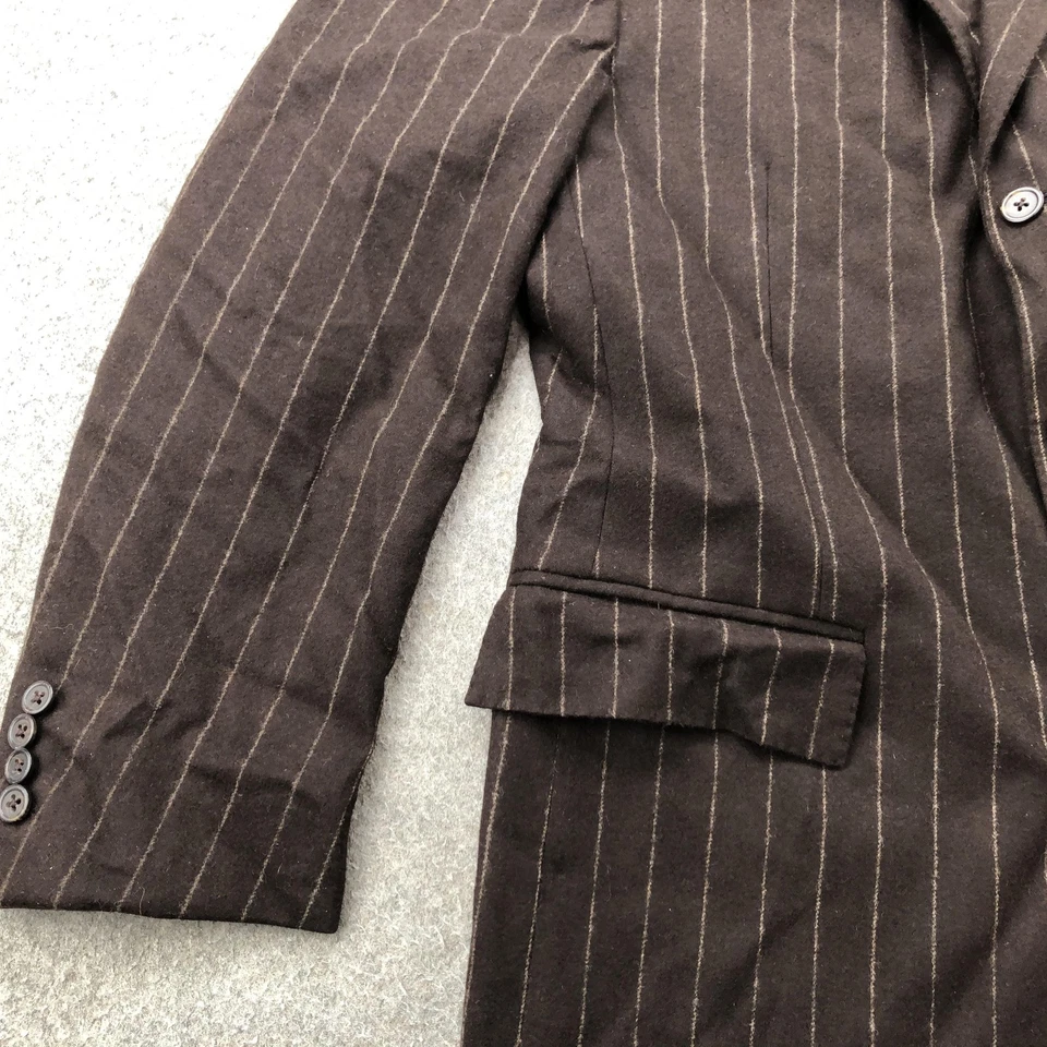 Blazer Polo Ralph Lauren Vintage Para Hombre 40R Marrón Rayas Lana Cachemira Italia Foto 3 de 4